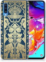 Geschikt voor Samsung Galaxy A70 TPU-siliconen Hoesje Golden Flowers