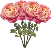 4x Roze rozen kunstbloem 66 cm - Kunstbloemen boeketten