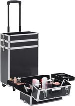 Make-up Koffer (Incl 3 Nep wimpers) aluminium Zwart - Make up Trolley - Visagie koffer - Cosmetica koffer - Beauty case - Nagelstyliste koffer