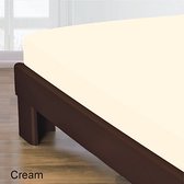 Homee Hoeslaken Katoen ecru 180x200 +40 cm eenpersoons bed - gladde 100% Katoen - Perfecte pasvorm