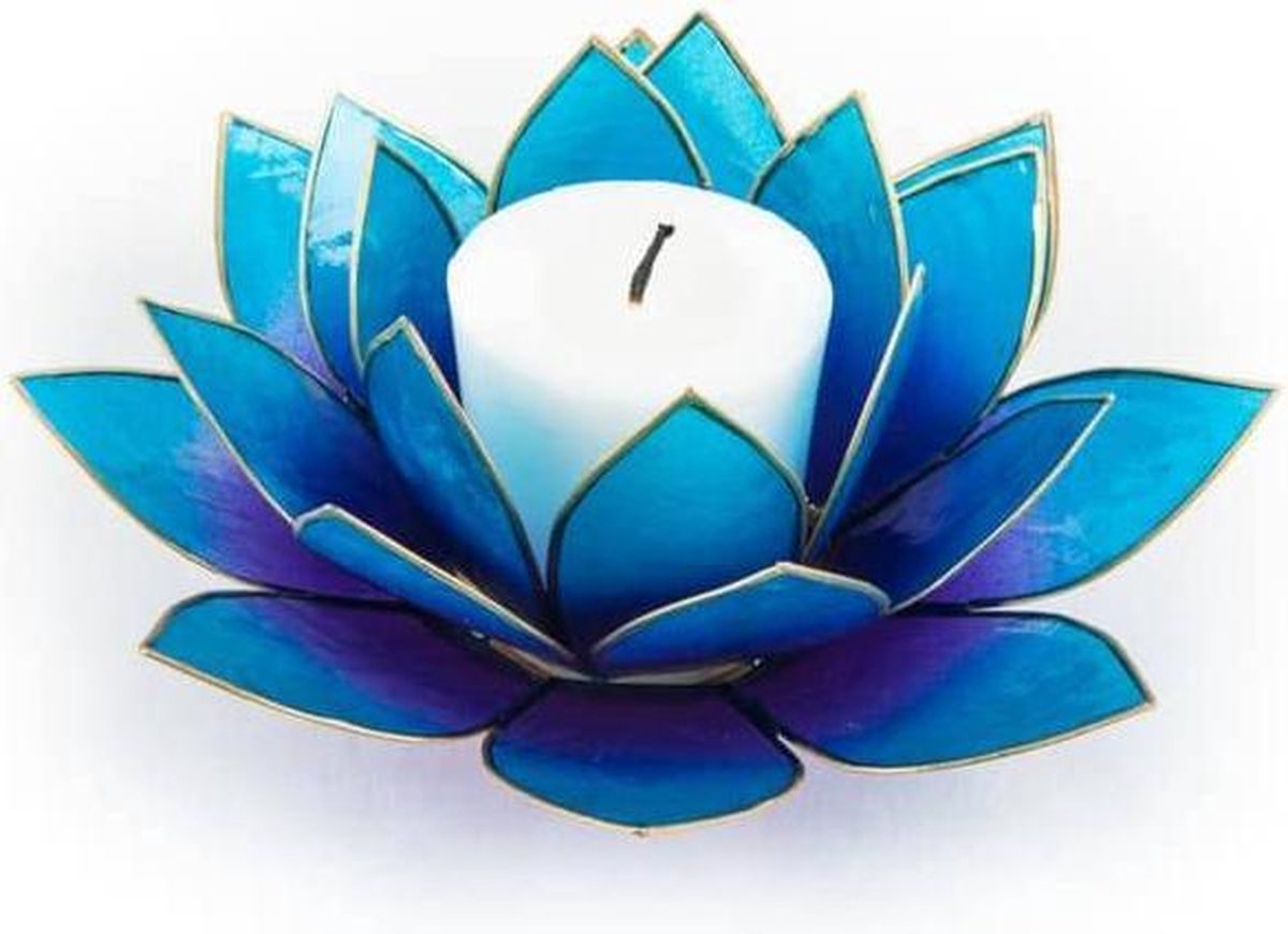 Yogi & Yogini Lotus sfeerlicht 2 kleurig violet blauw 13.5 Schelp Blauw Goudkleurig