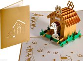 Popcards popupkaarten - Hondje in Hondenhok verhuizing nieuwe woning Dalmatiër pop-up kaart 3D wenskaart