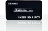 KanaaN HDMI-splitter 4K 1x2 - 1x HDMI-ingang naar 2x HDMI-uitgangen | Ondersteunt resoluties tot 2160p, geschikt voor 3D | inclusief voeding