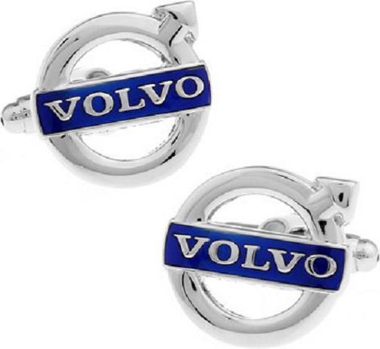 Manchetknopen Auto Volvo Zilverkleurig Blauw - Trendy Gents