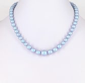 KAYEE - Parelkettting van Swarovski parels - licht Denim blauw - 45cm