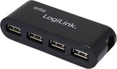 USB-HUB 4-Port LogiLink m. voeding zwart
