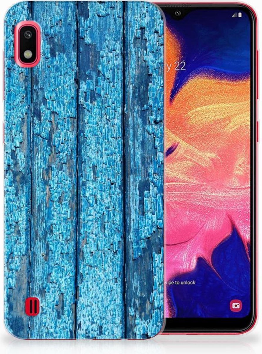 Samsung Galaxy A10 Bumper Hoesje Wood Blue