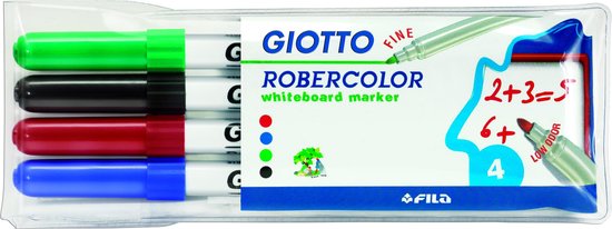 Giotto Box of 4 Whiteboard markers Robercolor thin tip 2,8 mm green, red, black, blue