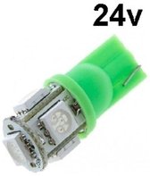 T10 - 24 volt - 5 LED - 5050 SMD - GROEN