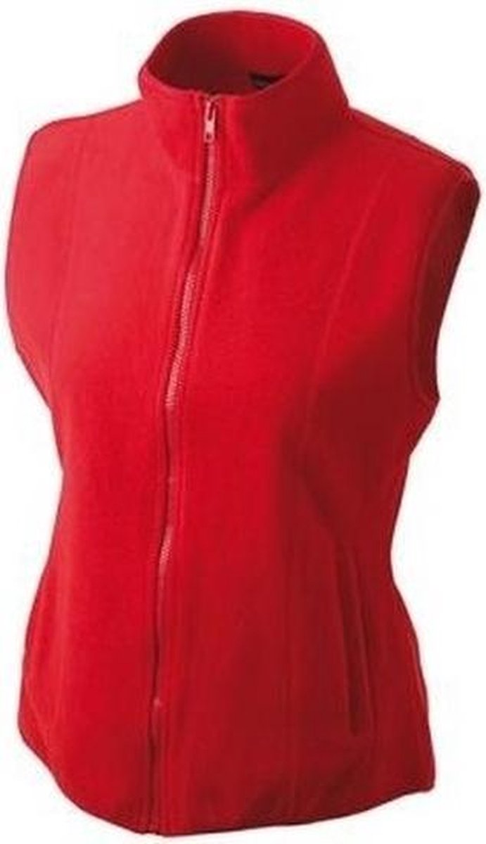 Fleece casual bodywarmer voor dames Outdoorkleding wandelen/zeilen Mouwloze vesten 2XL Rood