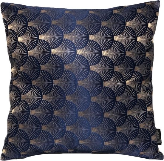Jacquard Shell Blauw Kussenhoes | Katoen / Polyester | 45 x 45 cm | bol.com