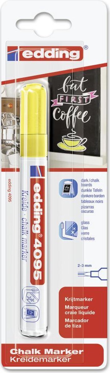 Edding 4095 krijtmarker neongeel , per stuk in blisterverpakking