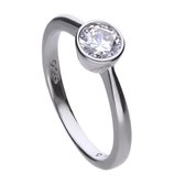 Diamonfire - Zilveren ring met steen Maat 16.5 - Steenmaat 5.65 mm - Kastzetting