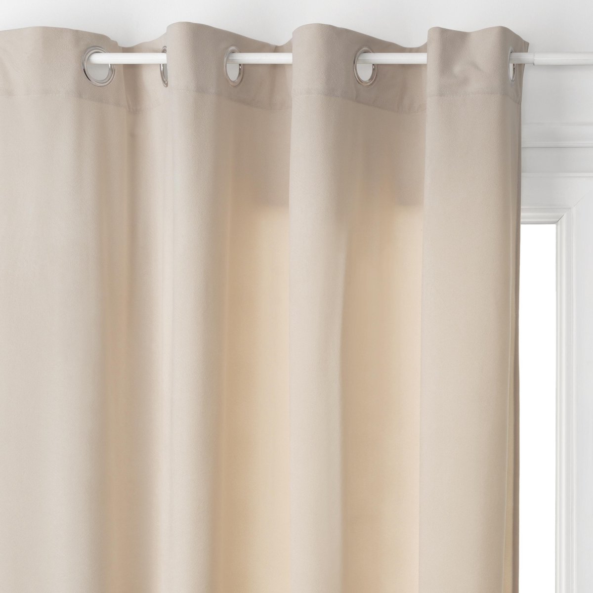 Atmosphera Créateur d'intérieur® GORDIJN MET 8 METALEN RINGEN - POLYESTER - H 260 X L 140 CM - TAUPE