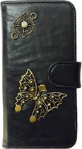 MP Case® PU Leder Mystiek desing Zwart Hoesje voor Samsung Galaxy S6 Vlinder Figuur book case wallet case