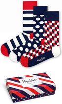 Bol.com Happy Socks Classic Stripe Gift Box - rood - wit en blauwe sokken - Unisex - Maat: 36-40 aanbieding