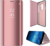 Samsung Galaxy S9 - Lederen Spiegel Wallet Hoesje Roze / Roségoud met Siliconen Houder - Portemonee Hoesje
