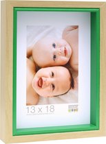 Deknudt Frames fotolijst S40BH8 - naturel - groene rand - hout - 20x30