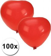Hartjes ballonnen rood - 100 stuks - huwelijk/verjaardag/valentijn decoratie