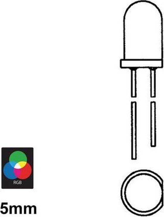 8mm RGB led diffuus gez. cathode - Ben's electronics