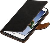 Zwart Pull-Up PU booktype wallet hoesje voor Huawei Honor 5A / Y6 II