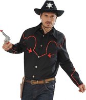 Zwart cowboy shirt met rode glitters M/L