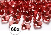 Rode decoratie hartjes diamantjes 60 stuks