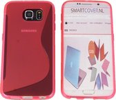 Samsung Galaxy S7 Edge S Line Gel Silicone Case Hoesje Transparant Neon Roze Pink