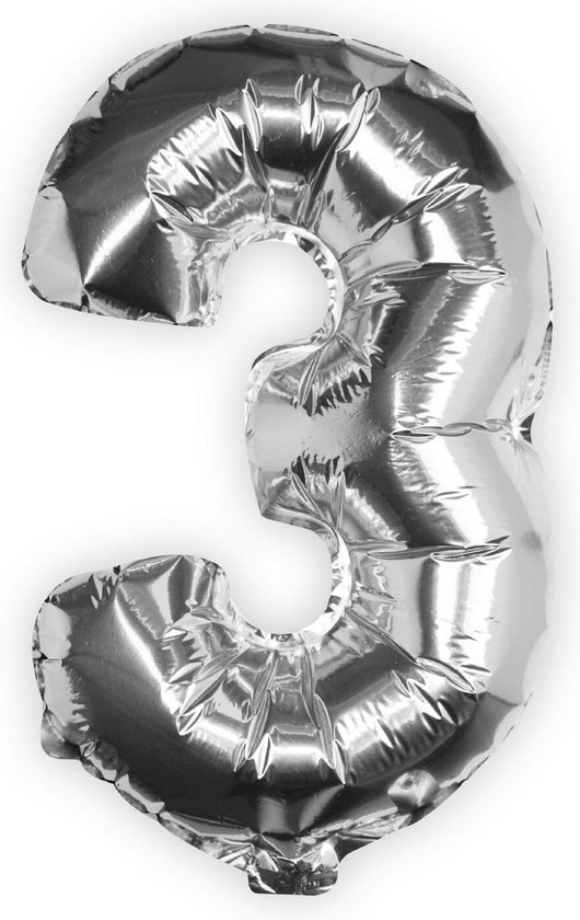 Ginger Ray Pick & Mix Folieballon cijfer 3 zilver bol