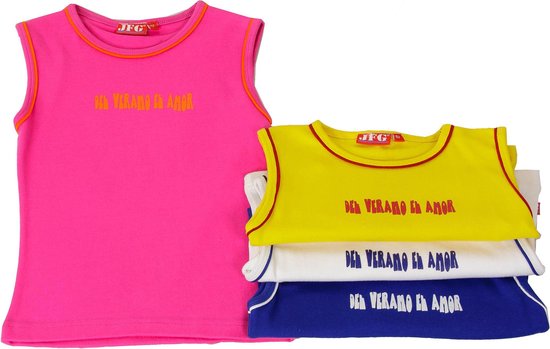 Per twee shirts, mouwloos meisjes shirt uit onze Active Wear Collectie-Geel en Blauw