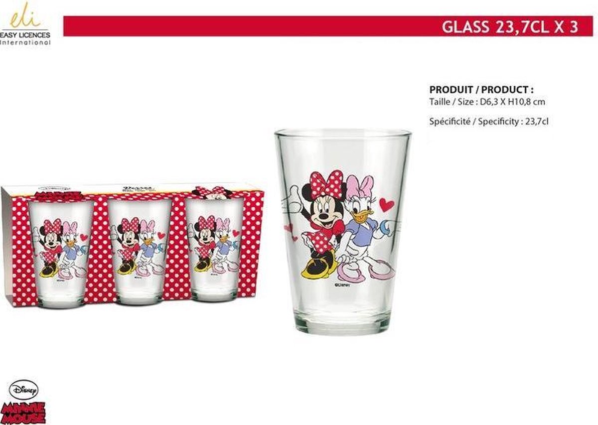 Set met 3 glazen van Disney Minnie Mouse (23,7cl) | bol.com