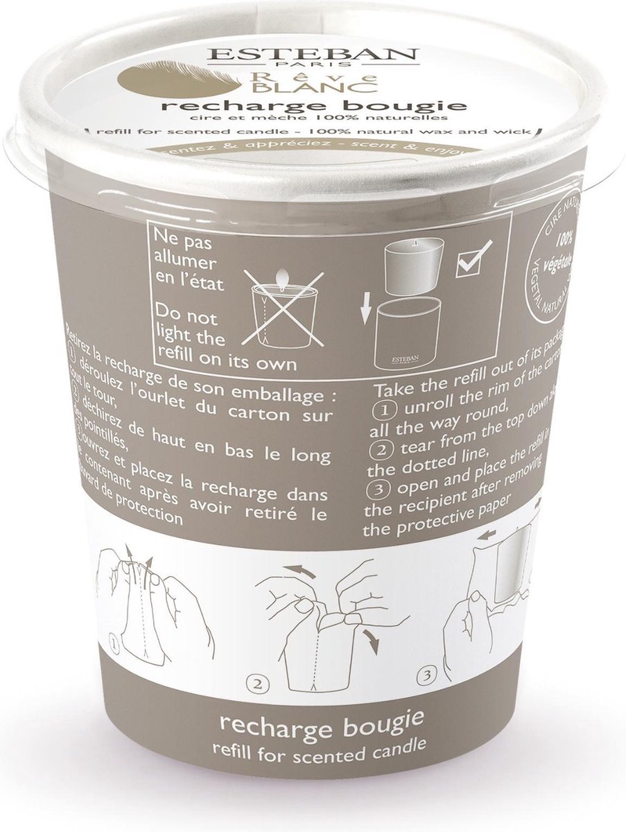 Esteban Classic Rêve Blanc Navulling geurkaars 180gr Wit