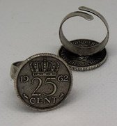 Ring gulden kwartje / 25 cent, jaartal 1962