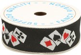 POKERBAND 30mm. - ROL VAN 9 METER - 000, Rood, Wit, Zwart