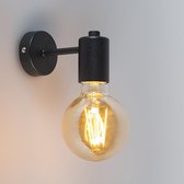 QAZQA facil - Design Wandlamp voor binnen - 1 lichts - D 130 mm - Zwart -  Woonkamer | Slaapkamer | Keuken