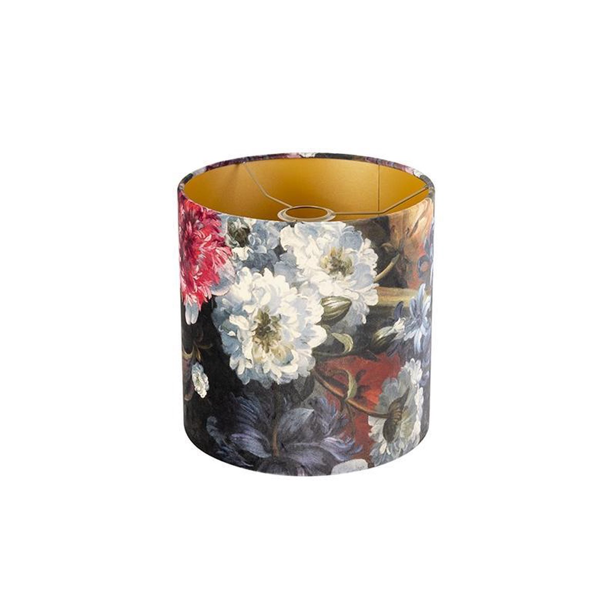 Velours lampenkap rood 50/50/25 met gouden binnenkant