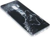 Zwart wolven siliconen hoesje geschikt voor Samsung Galaxy S9
