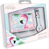 Flamingo - Set Portemonnee + digitaal kinderhorloge - Multi