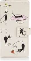 Shagwear Portemonnee - Trendy Ritsportemonnee - Dames - Kunstleer - Crazy Cats (0473Z)