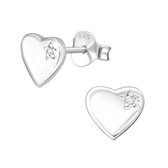 Joy|S - Zilveren hartje kristal oorbellen 6 x 7 mm Sterling zilver 925