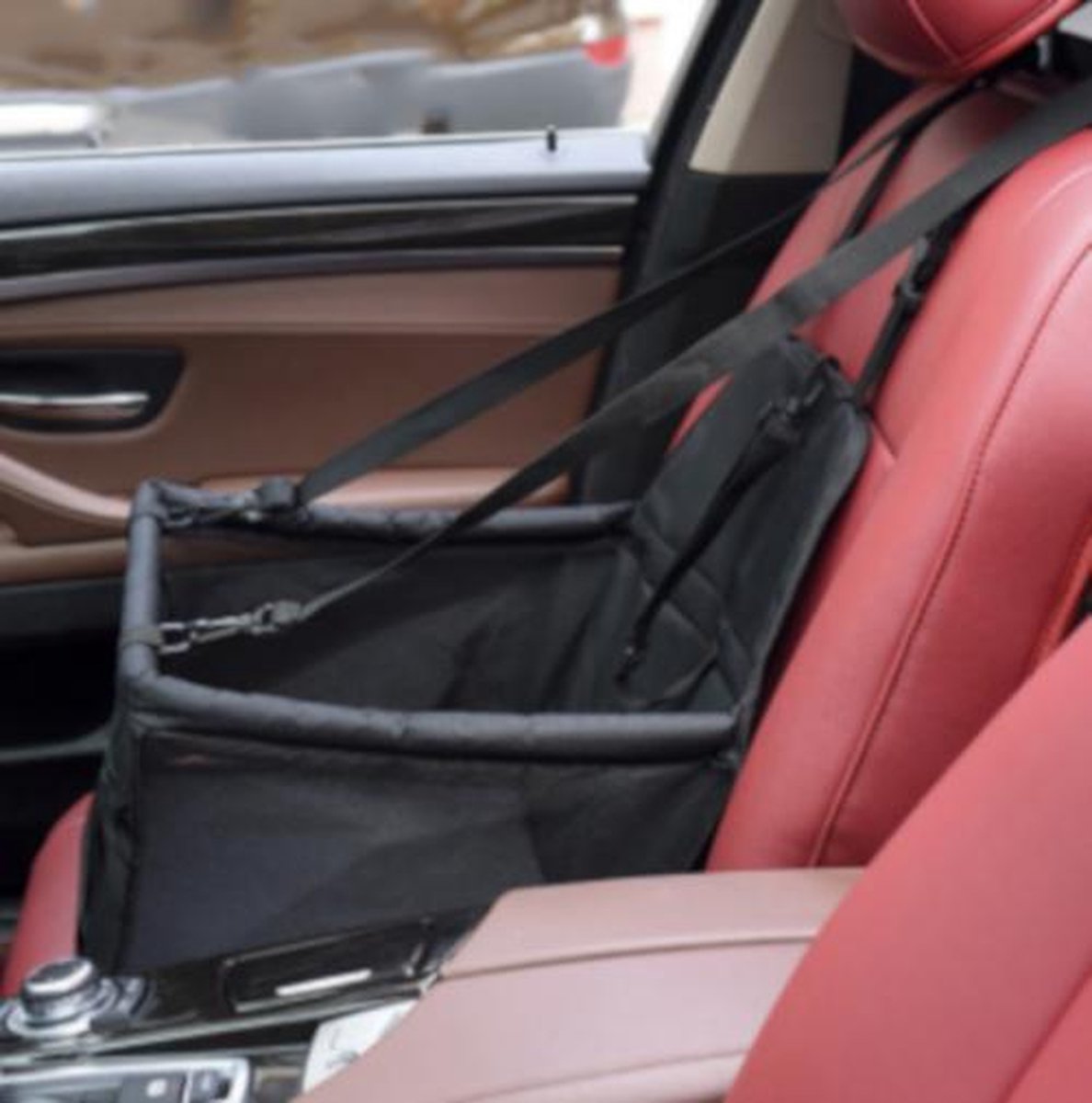 By Cee Cee Autostoel Hond Deluxe - Hondenmand Auto Met Veiligheidsriempje Automand Hond Hondenstoel Autozitje Beige Bijrijdersstoel