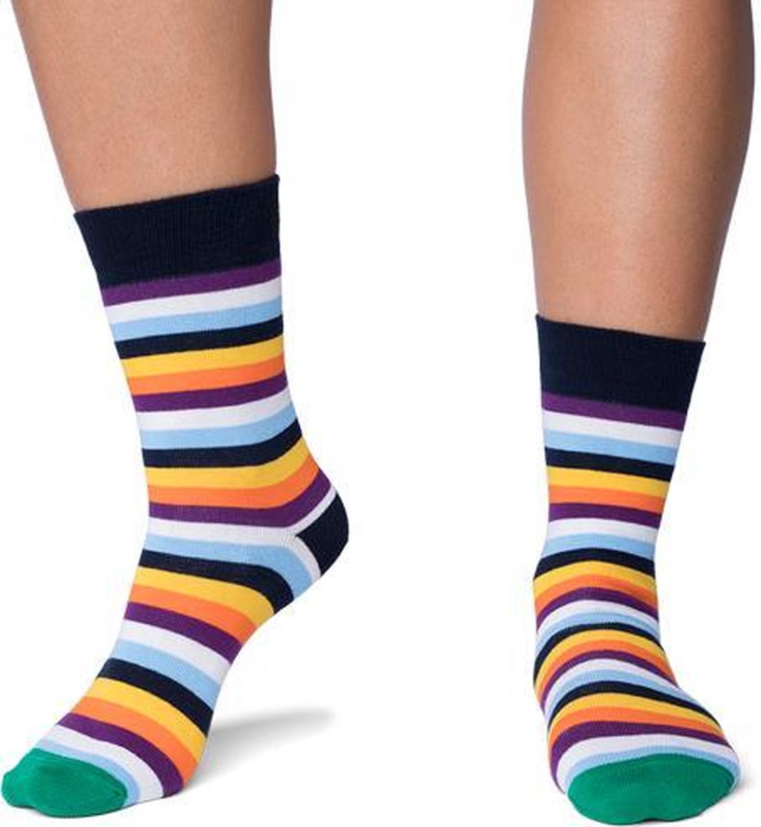 CADA 2 Paar dames sokken gestreept multicolor Maat 35-38