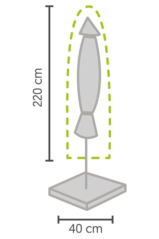 Weersbestendige Parasolhoes - Rond & Vierkant - Max. 3 x 3 m - Grijs / Antraciet - Stokparasol
