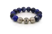 Edelsteen armband - Lapis Lazuli met Sodaliet Glans Mix 14MM - 925 Sterling Zilver - Natuursteen armband - Valentijn cadeautje voor hem - Heren armband kralen - Cadeau voor man - InfinityBead