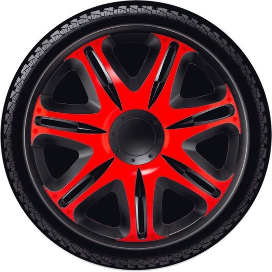 Jeu De 4 Enjoliveurs J-Tec Nascar 13 Pouces Noir Et Rouge