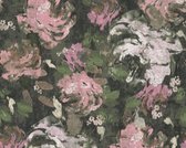 BLOEMEN BEHANG - Grijs Groen Roze - Bloemenmotief - AS Creation Character