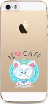 Apple Iphone 5 / 5S / SE2016 transparant siliconen hoesje - I love cat