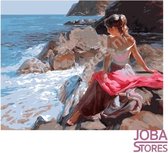 Schilderen op nummer "JobaStores®" Meisje aan zee 40x50cm