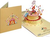 Popcards Pop-up Cards - Gâteau coloré avec carte de voeux pop-up anniversaire Clown et éléphant