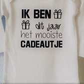 Shirtje liefste baby tekst unisex eerste Sinterklaas kerstmis | ik ben dit jaar het mooiste cadeautje | Lange mouw | wit met zwart | maat 74 | mama oma opa oom tante jongen meisje